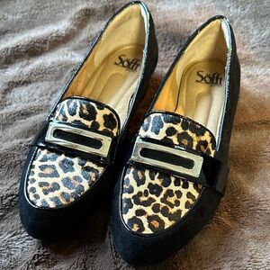 Sofft Leopard Print Flats - Black and Tan